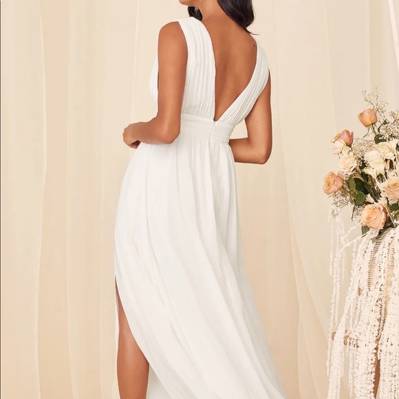 white maxi dress with deep v - Picture 2 of 3